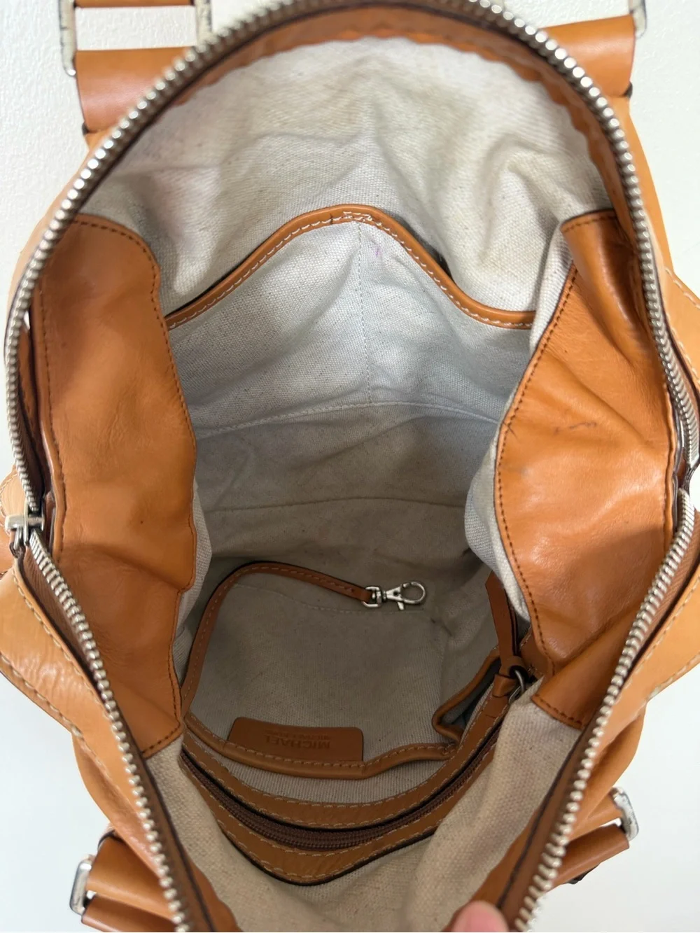 MICHAEL KORS Brookville Update Cognac Camel Brown Leather Medium Shoulder Bag